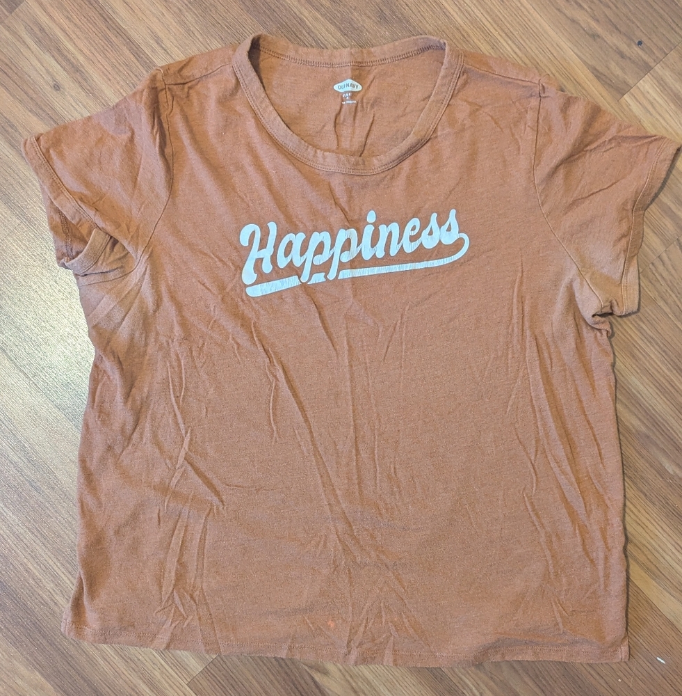 Orange Old Navy Tee Size XL "Happiness"